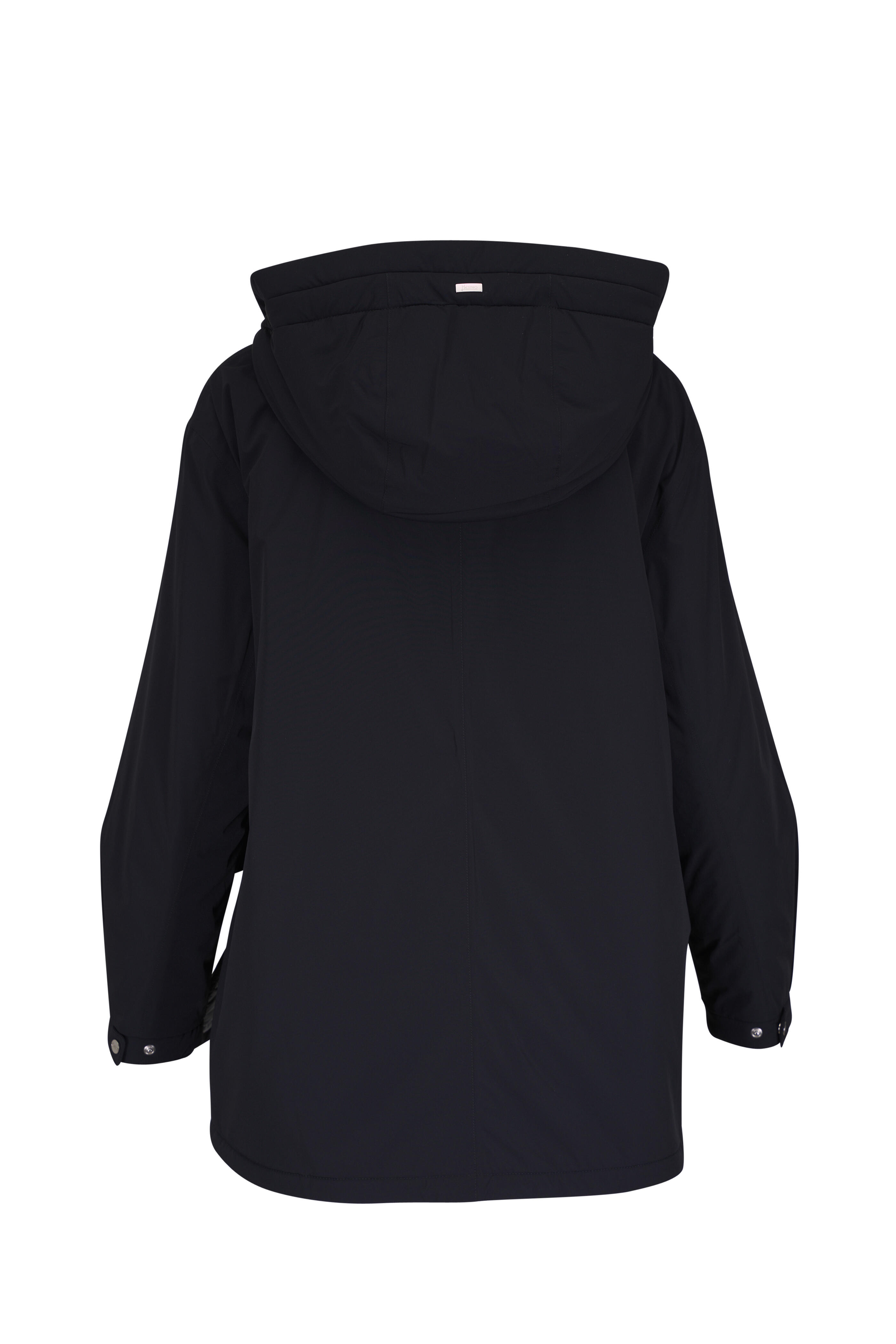 Herno - Travel Black Hooded Nylon Packable Coat