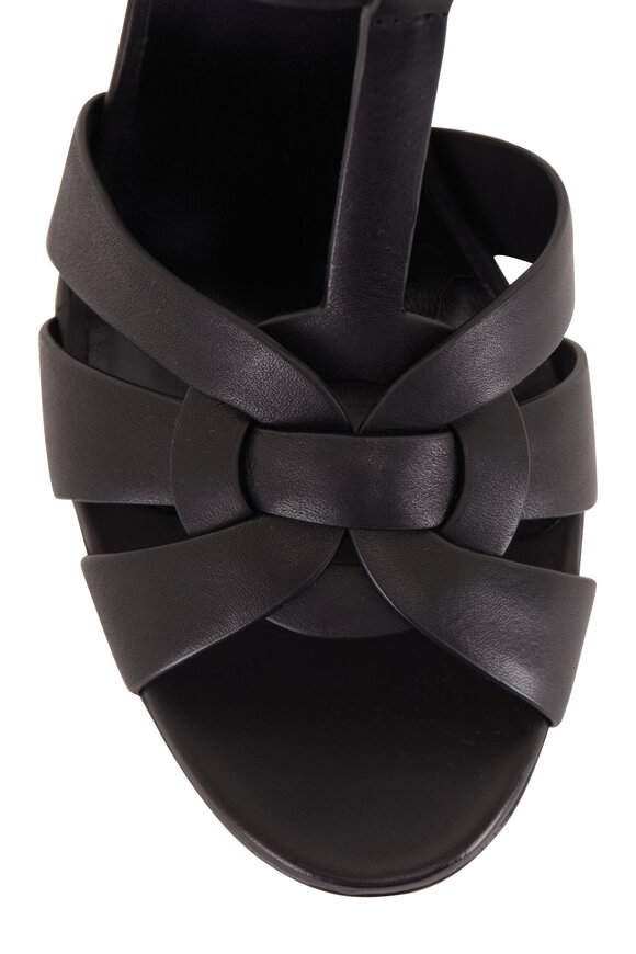Saint Laurent Tribute Black Leather Platform Sandal, 75mm - view 5