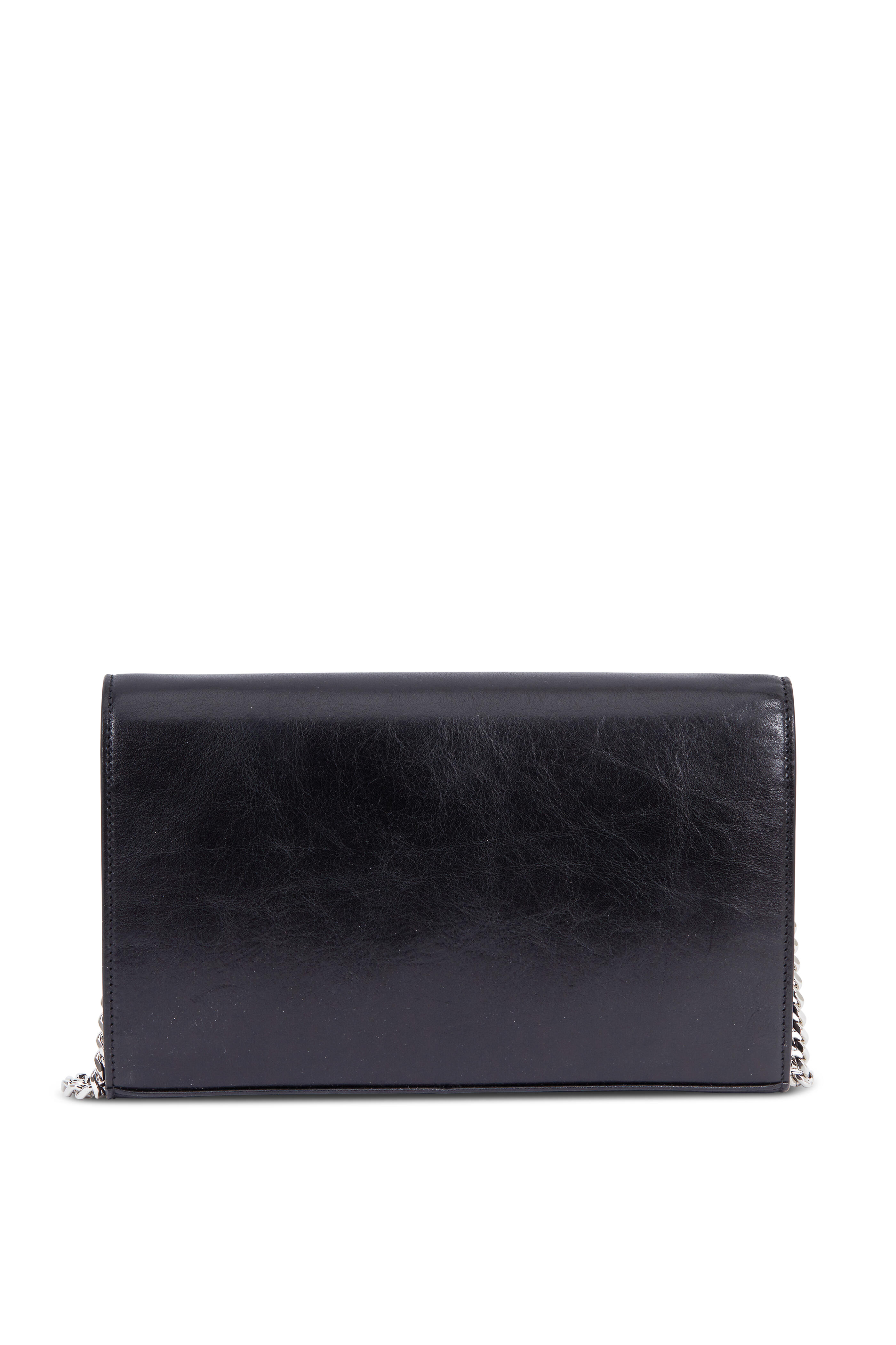 Saint Laurent - Black Leather & Studded Stars Chain Wallet