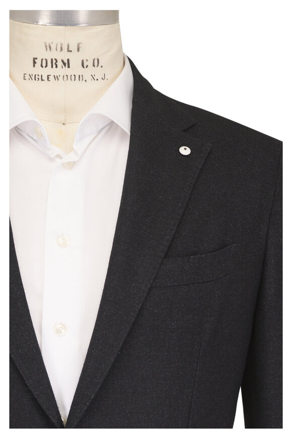 L.B.M. 1911 Black Solid Wool & Cashmere Sportcoat - view 1