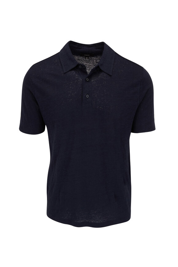 Vince - Coastal Blue Short Sleeve Linen Polo