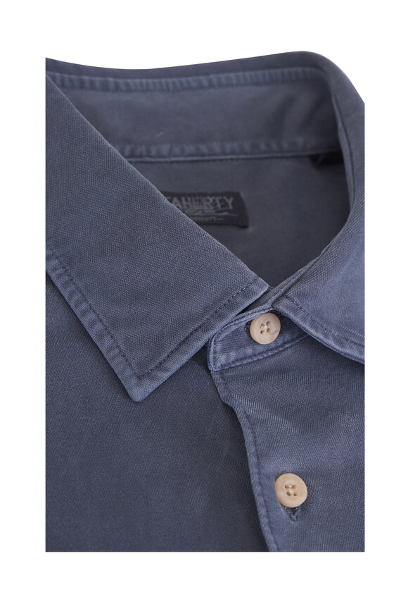 Faherty Brand Costa Pique Abyss Navy Button Down Shirt - view 2