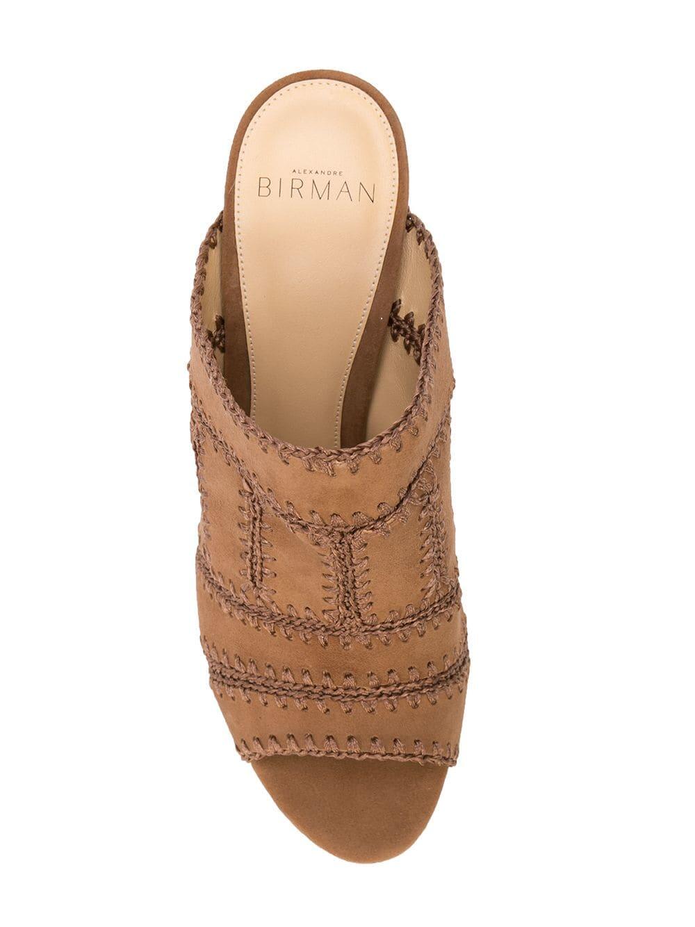 Alexandre Birman - Astrid Light Beige Suede Crochet Mule, 90mm