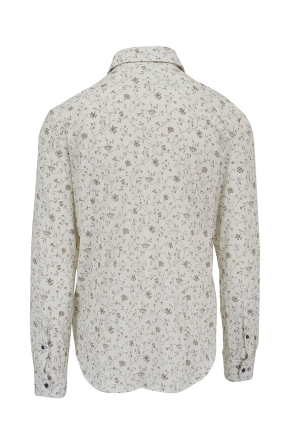 Emanuel Berg - Brown Floral Jersey Printed Dress Shirt
