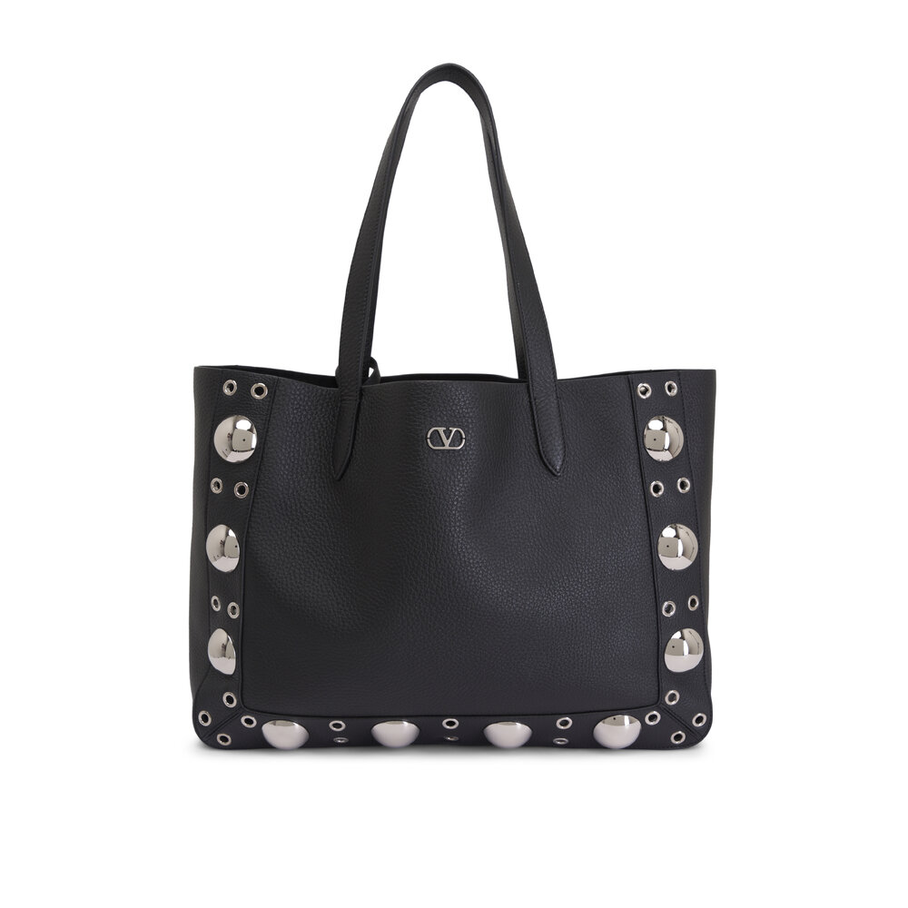 トートバッグ VALENTINO GARAVANI BLACK MEDIA SHOPPING BAG a24_valentino-garavani_a24-