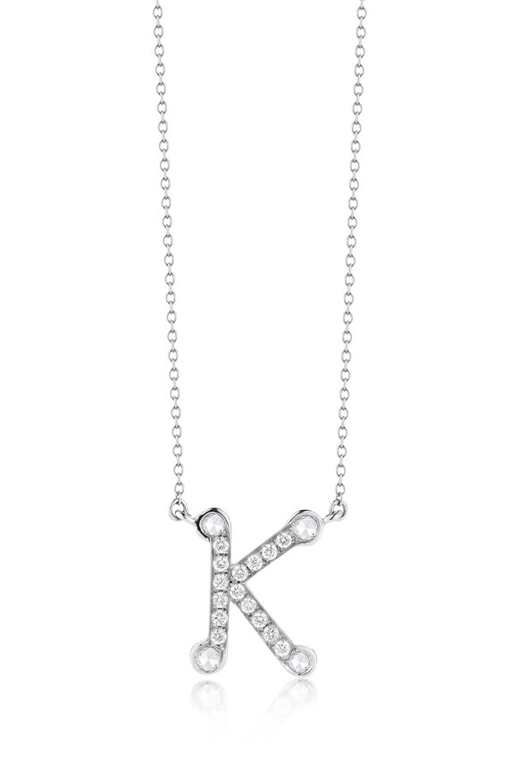 Nam Cho 18k White Gold Diamond "K" Pave Pendant Necklace - view 1
