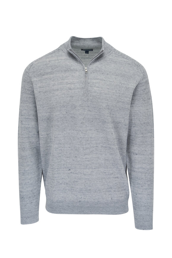 Peter Millar Rockport British Gray Quarter Zip Pullover