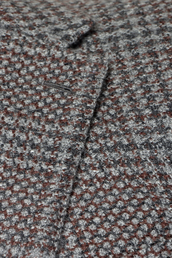 Kiton Dark Gray & Rust Heavy Weave Sportcoat - view 3