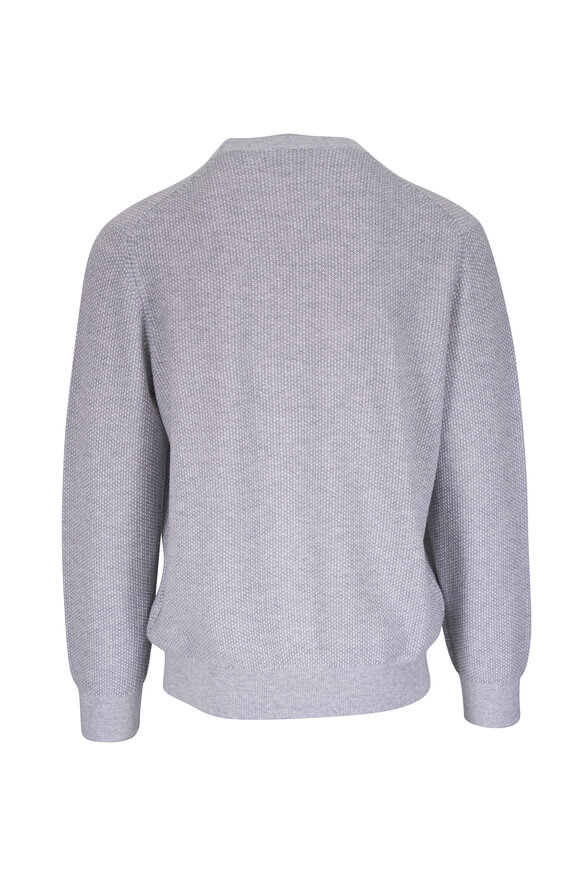 Vince - Heather Gray Geo-Jacquard Crewneck Sweater