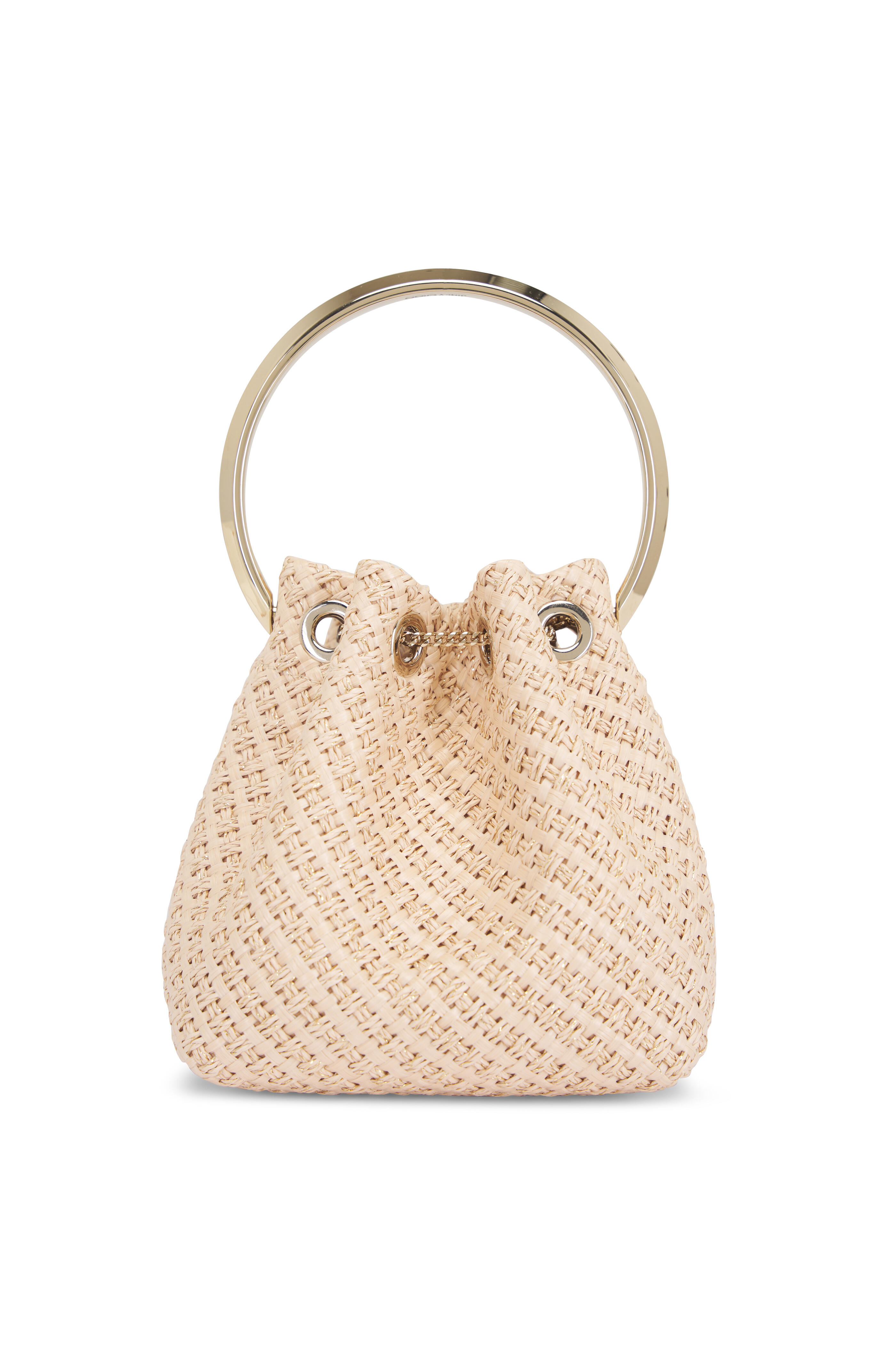 Jimmy Choo - Bon Bon Natural & Gold Top Handle Bucket Bag