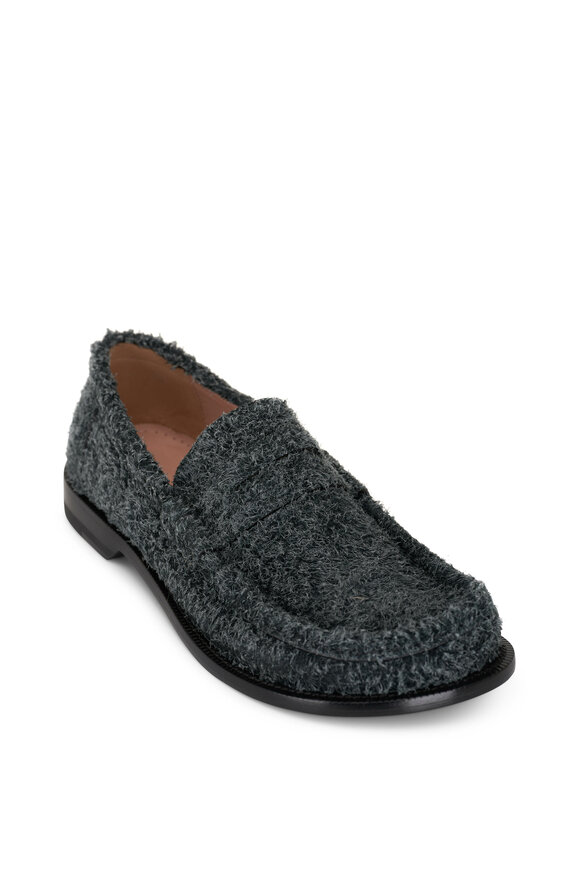 Loewe Campo Charcoal Gray Brushed Suede Loafer 