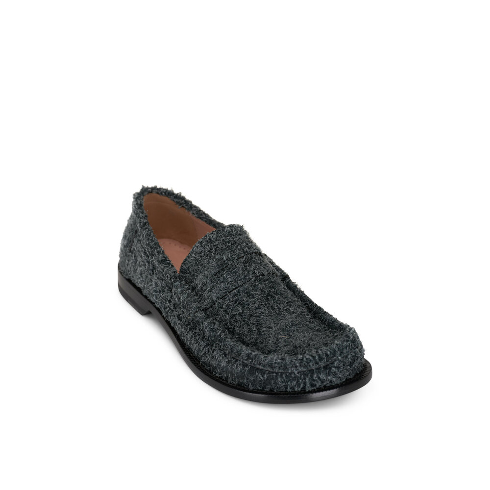 Loewe - Campo Charcoal Gray Brushed Suede Loafer