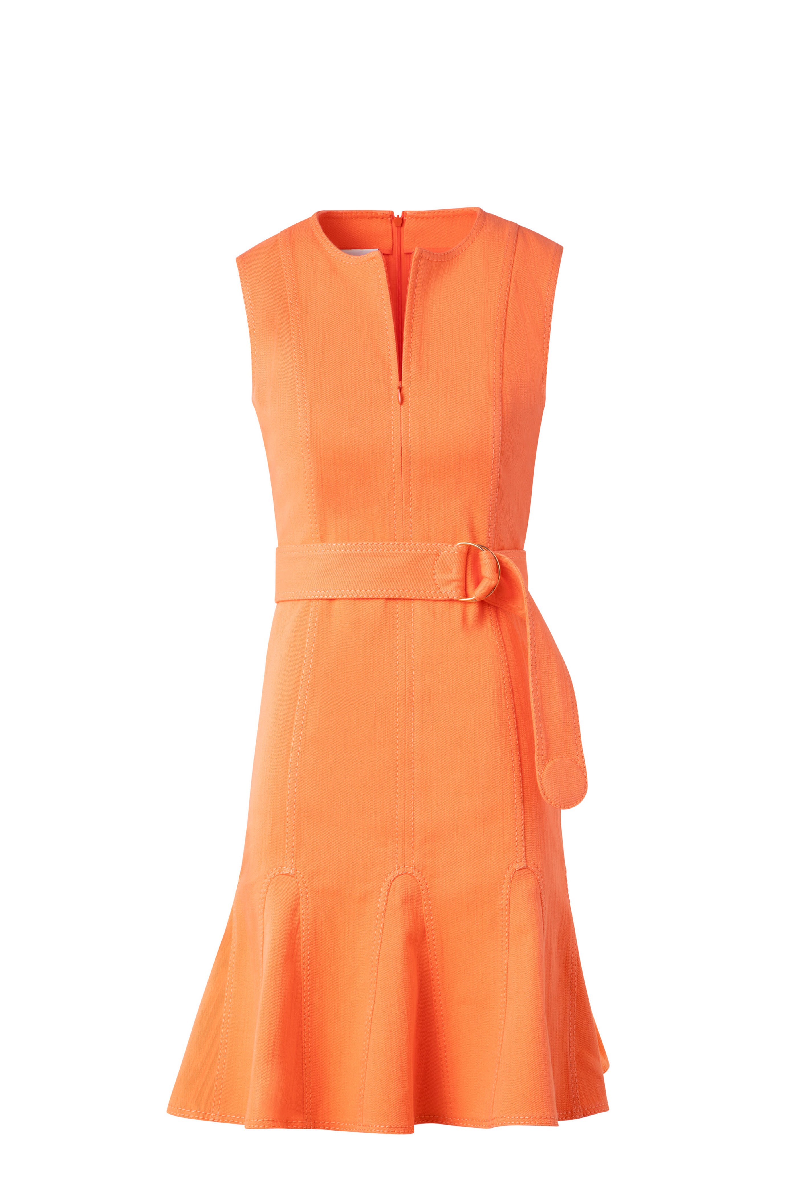 Akris Punto - Peach Denim Belted Mini Dress