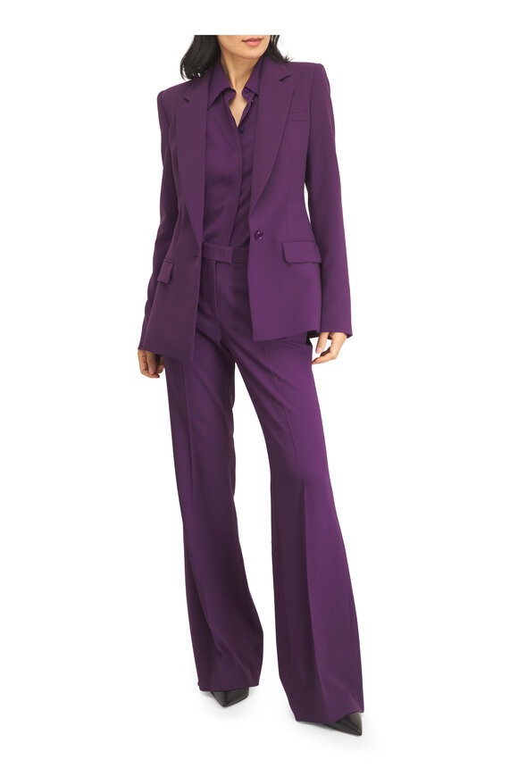 Michael Kors Collection Hansen Amethyst Silk Button Front Blouse - view 2