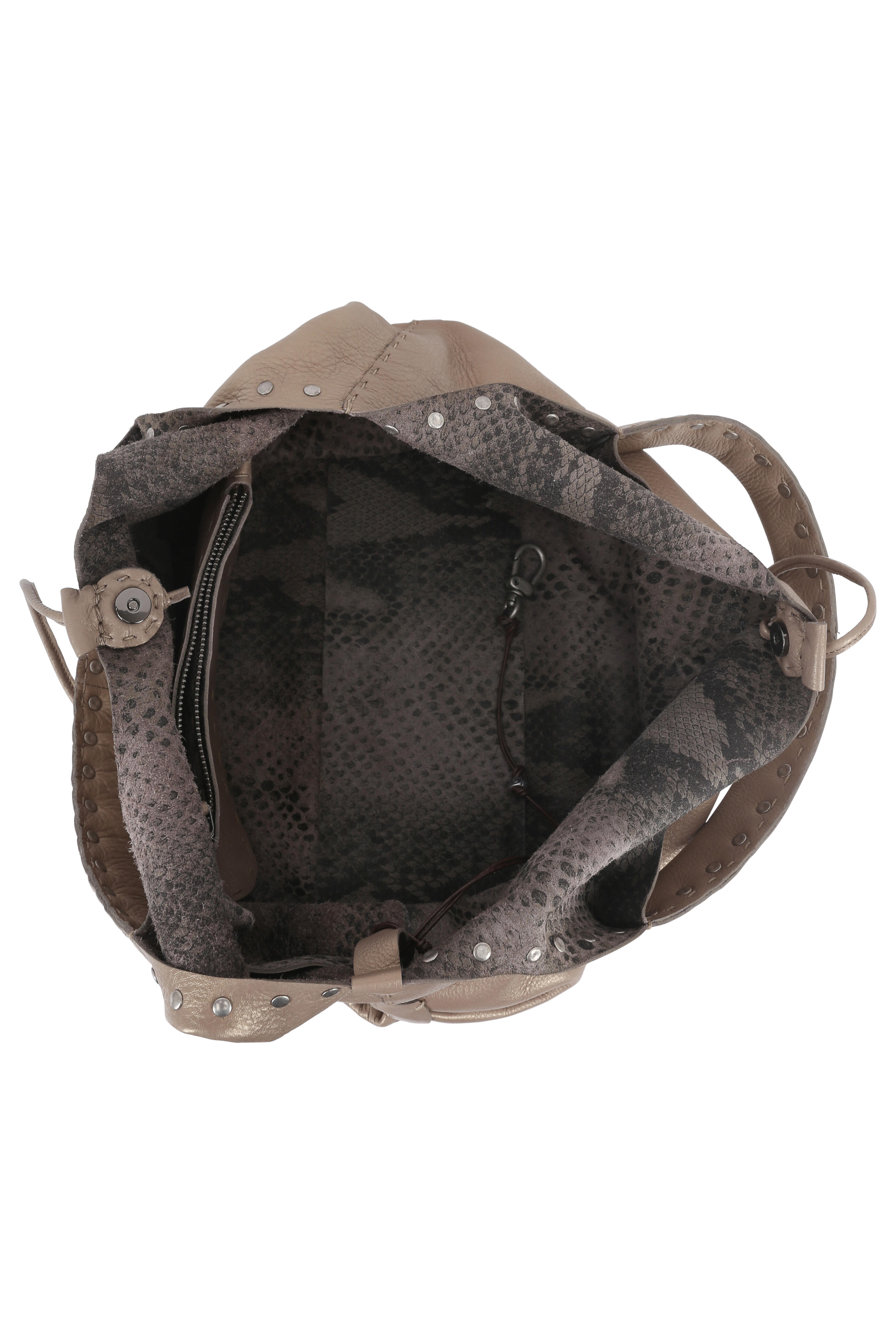 Henry Beguelin - Brioche Gold Acacia Leather Studded Hobo Bag