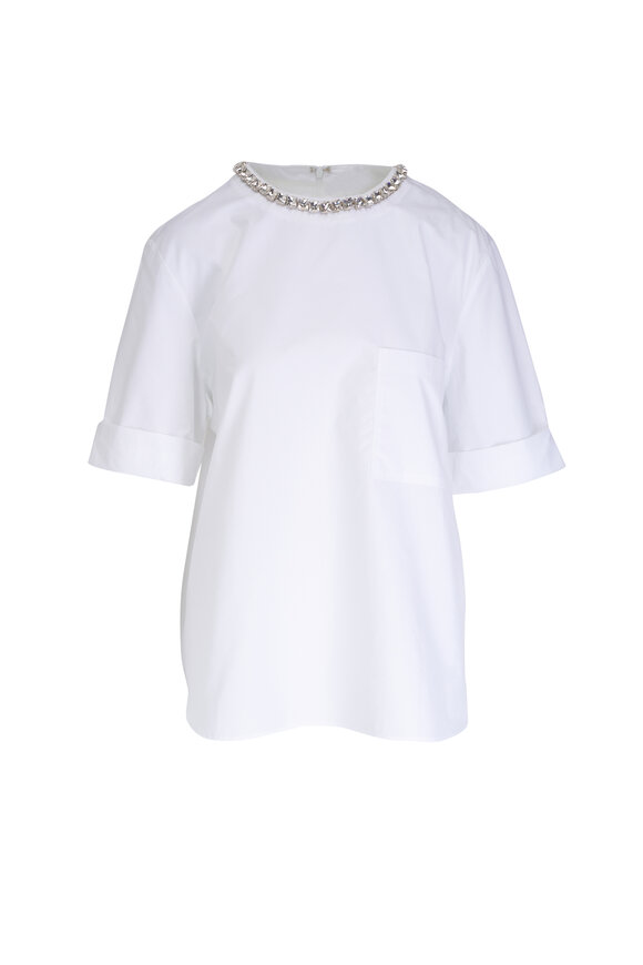 TWP Oversized Crystal Collar White Tee 