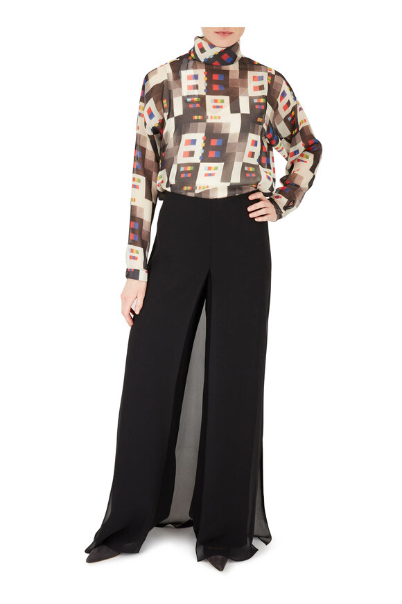 Akris - Multicolor Colorama Print Silk Blouse