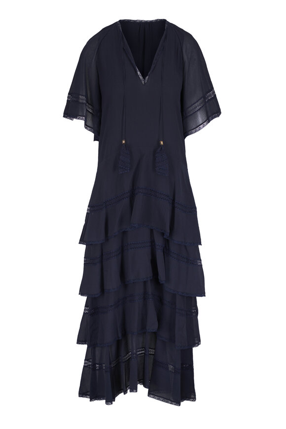 Dorothee Schumacher Dreamful Volumes Dark Navy Cotton & Silk Dress - view 1