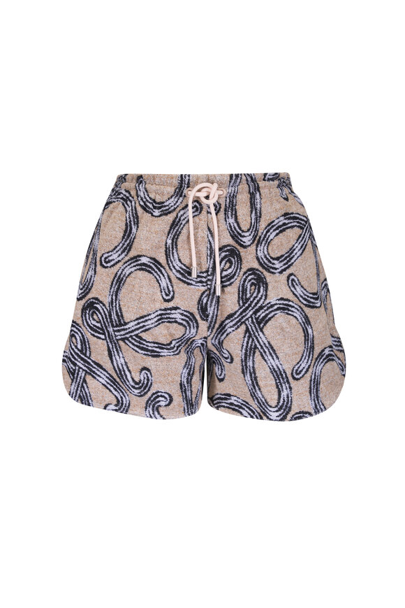 Loewe Beige & Black Anagram Print Terry Shorts