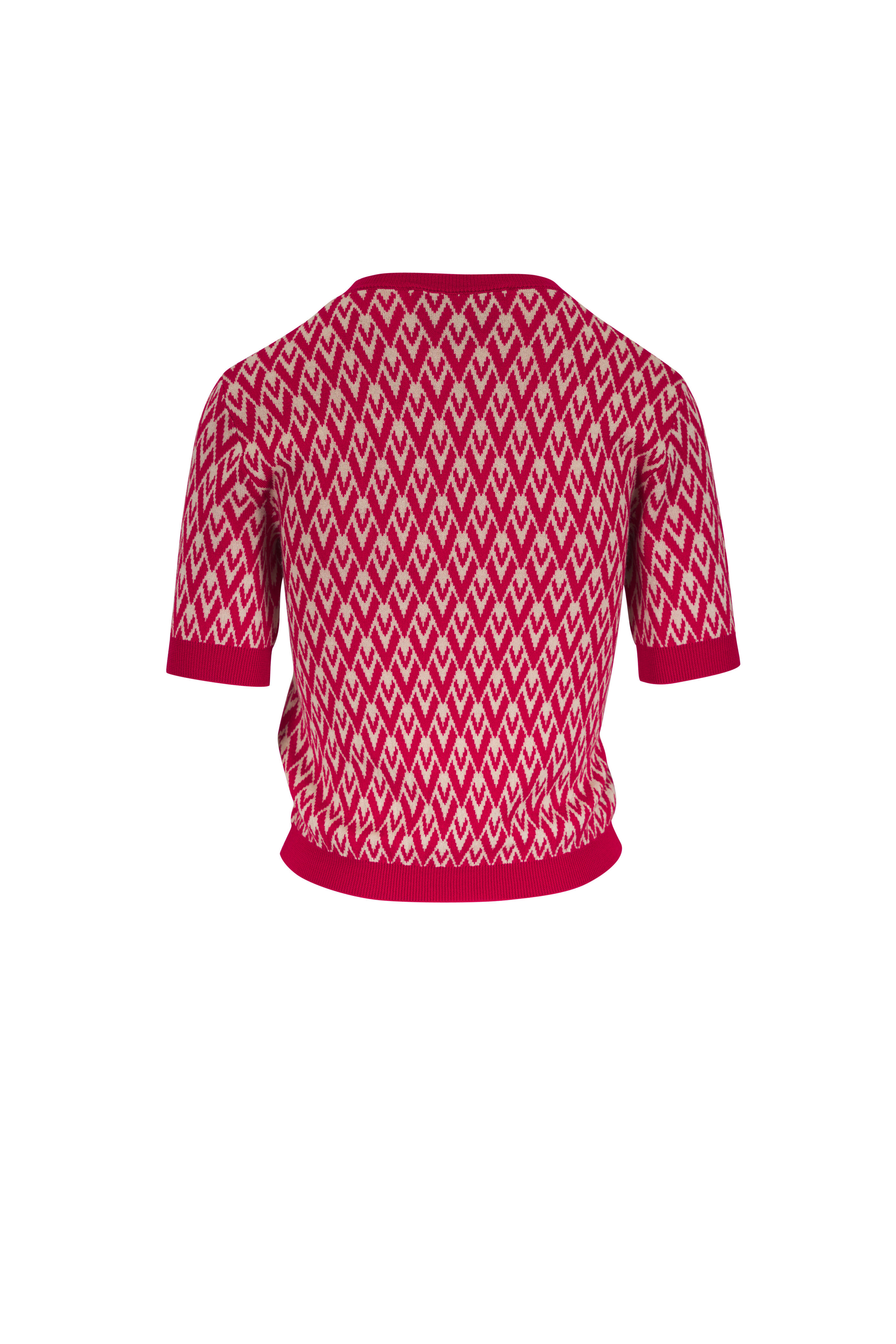 Valentino - Red & Cream Jacquard Knit Sweater