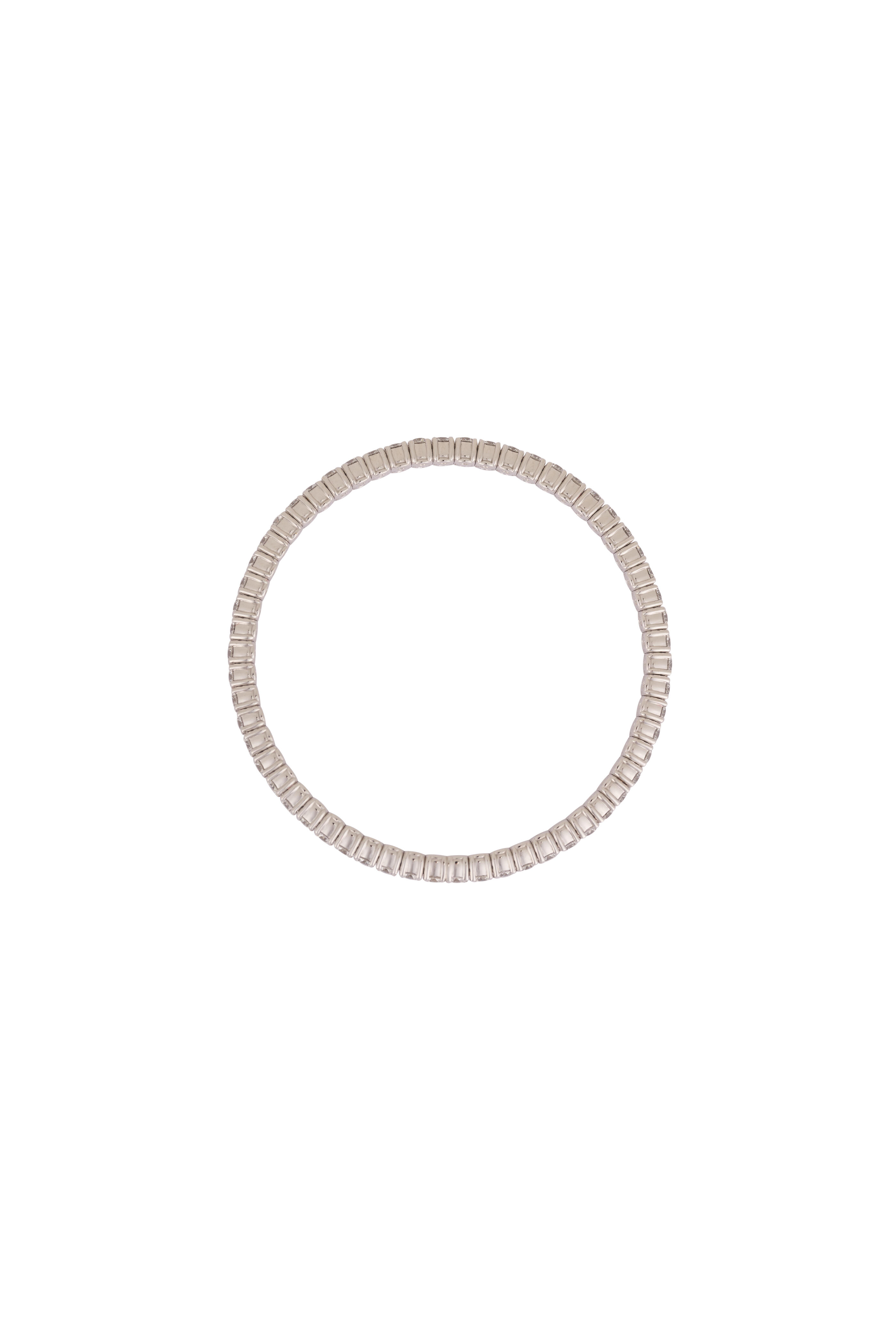 ZYDO - 18k White Gold Medium Single Row Stretch Bracelet - view 4
