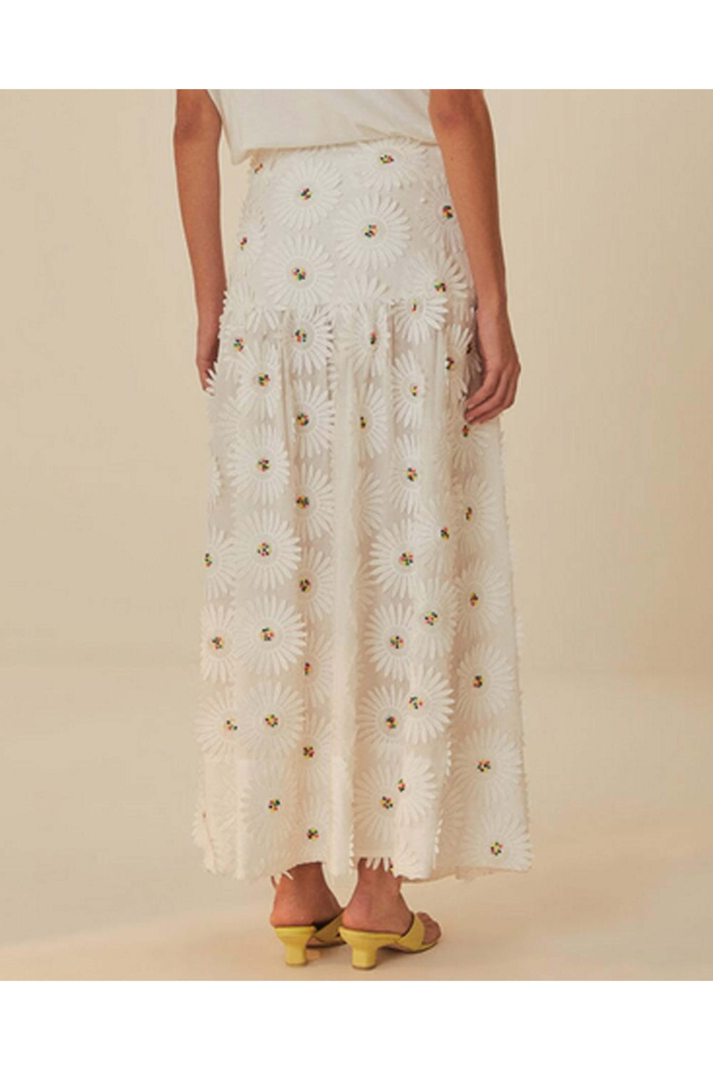 Farm Rio - White Daisy Maxi Skirt