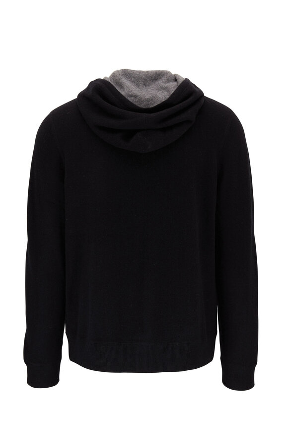 Vince - Black Cashmere Front Zip Hoodie