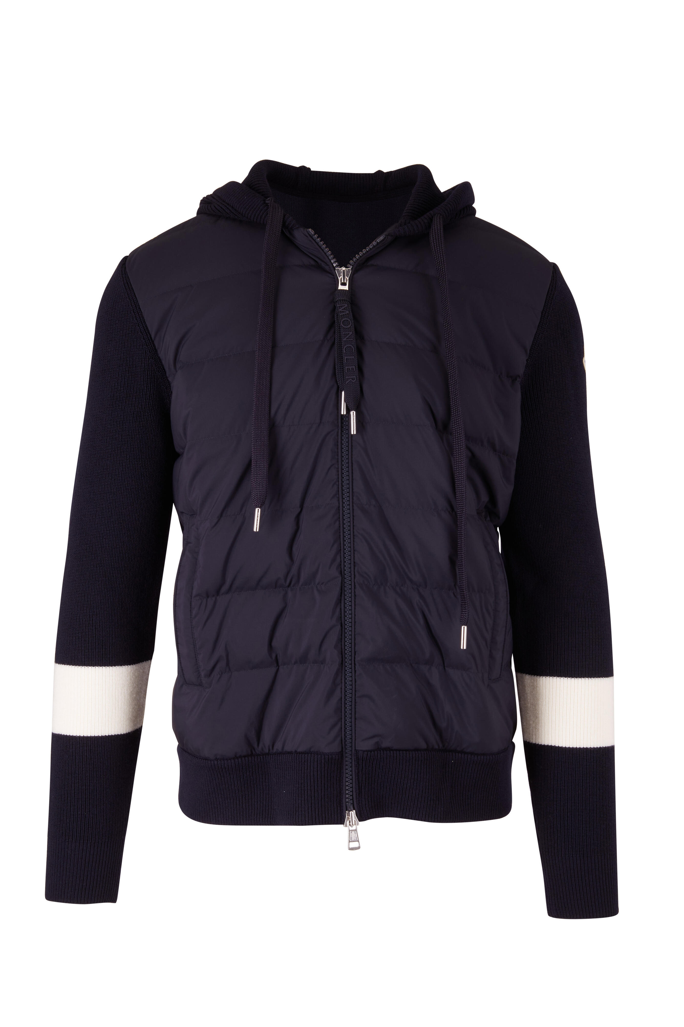 Moncler Mixed Media Knit Sleeve Quilted Hybrid Jacket