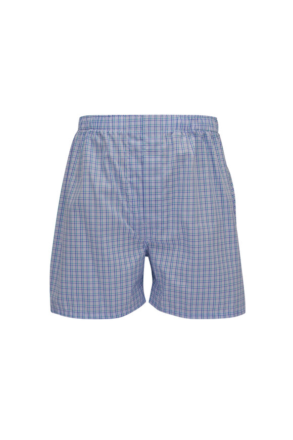 Tiger Mountain - Purple & Green Check Cotton Boxer Shorts