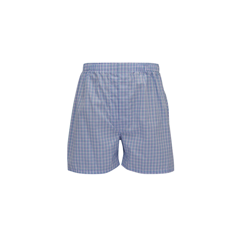 Tiger Mountain - Purple & Green Check Cotton Boxer Shorts