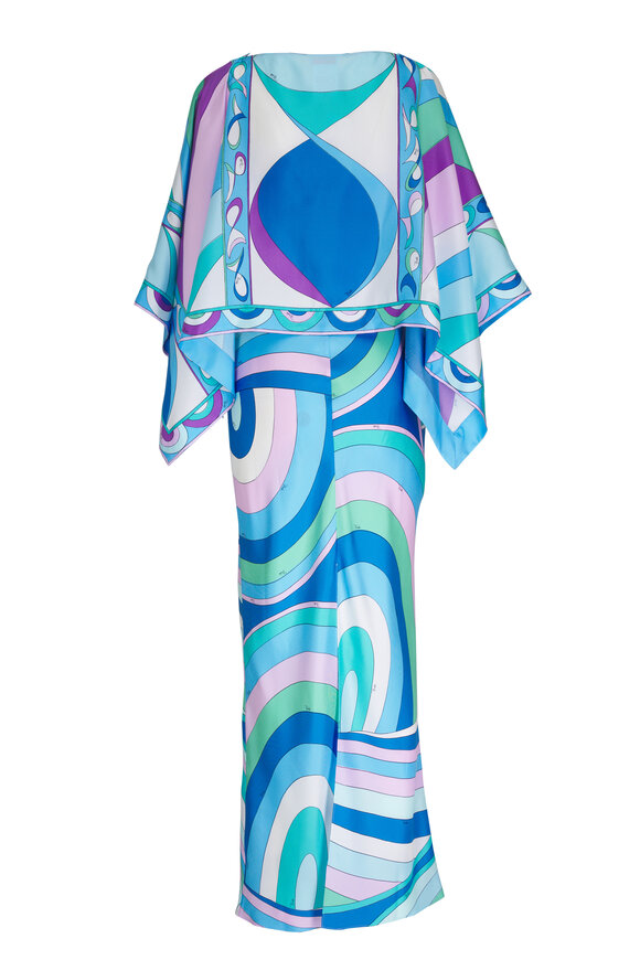 Pucci - Blue Printed Silk Twill Maxi Dress