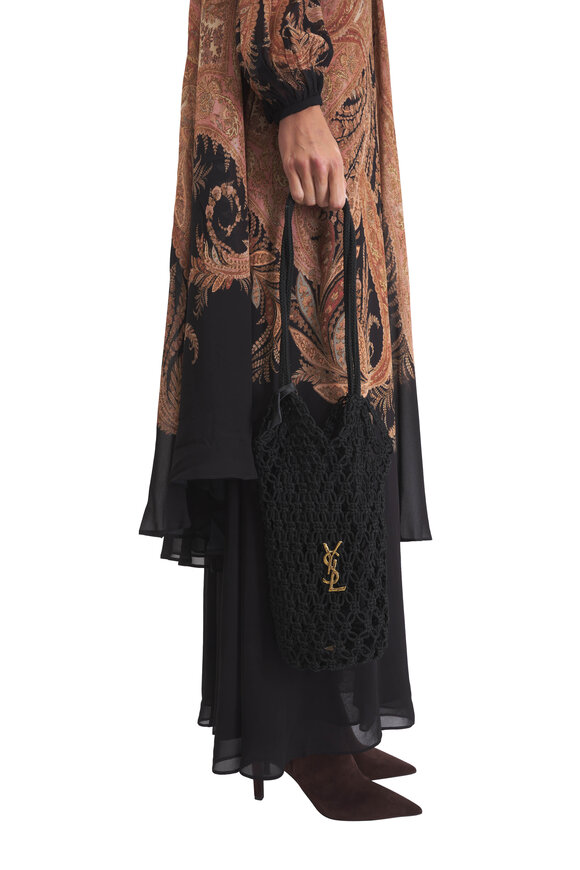 Saint Laurent Black Woven Cord Shoulder Bag - view 3