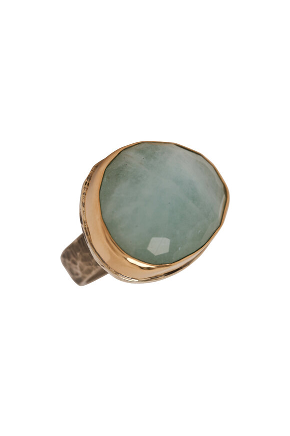 Tina Negri - Faceted Aquamarine Two Tone Ring