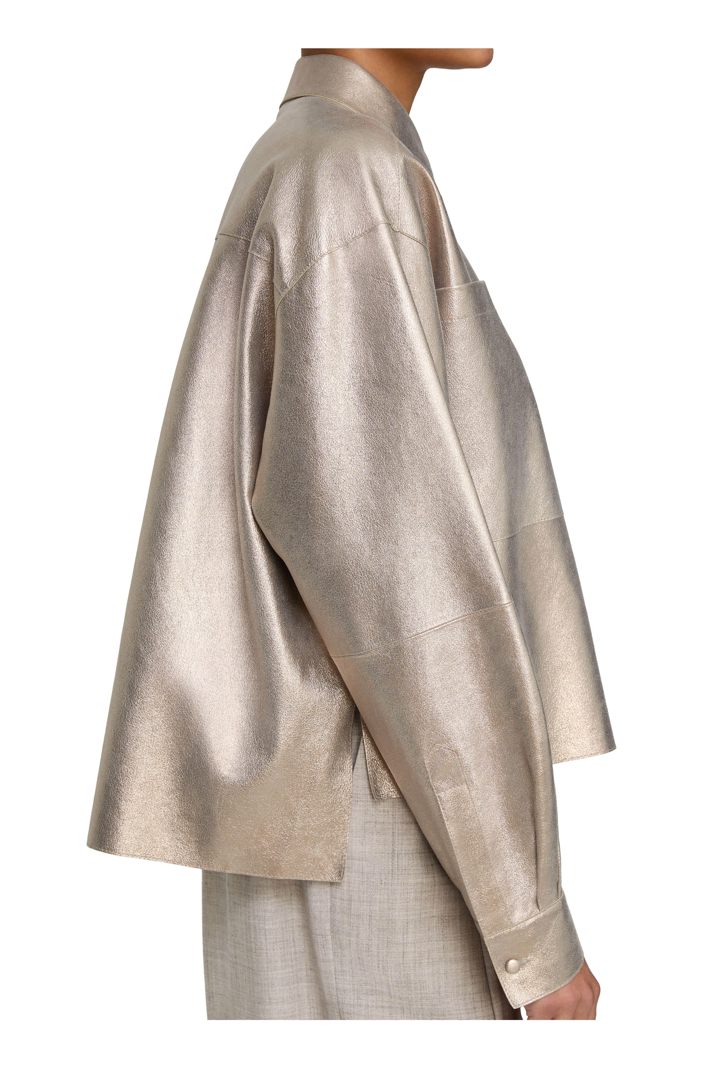 Lafayette 148 New York - Metallic Stardust Suede Oversized Boyfriend Shirt