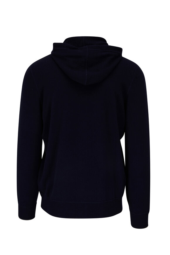 Brunello Cucinelli - Navy 2-Ply Cashmere Front Zip Hoodie