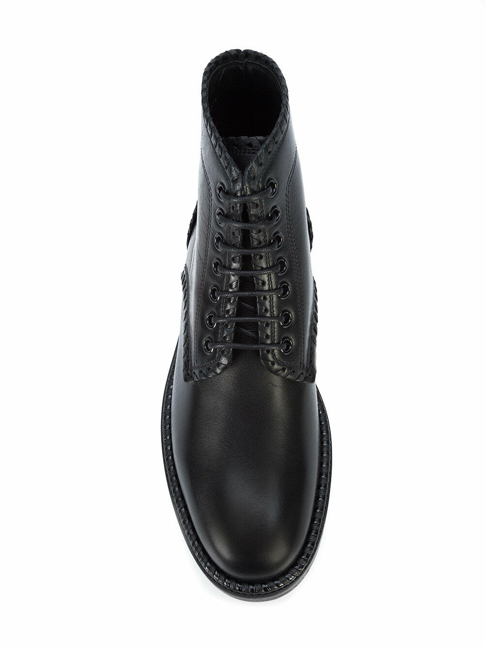 Saint Laurent - William Black Whip-Stitch Detail Combat Boot