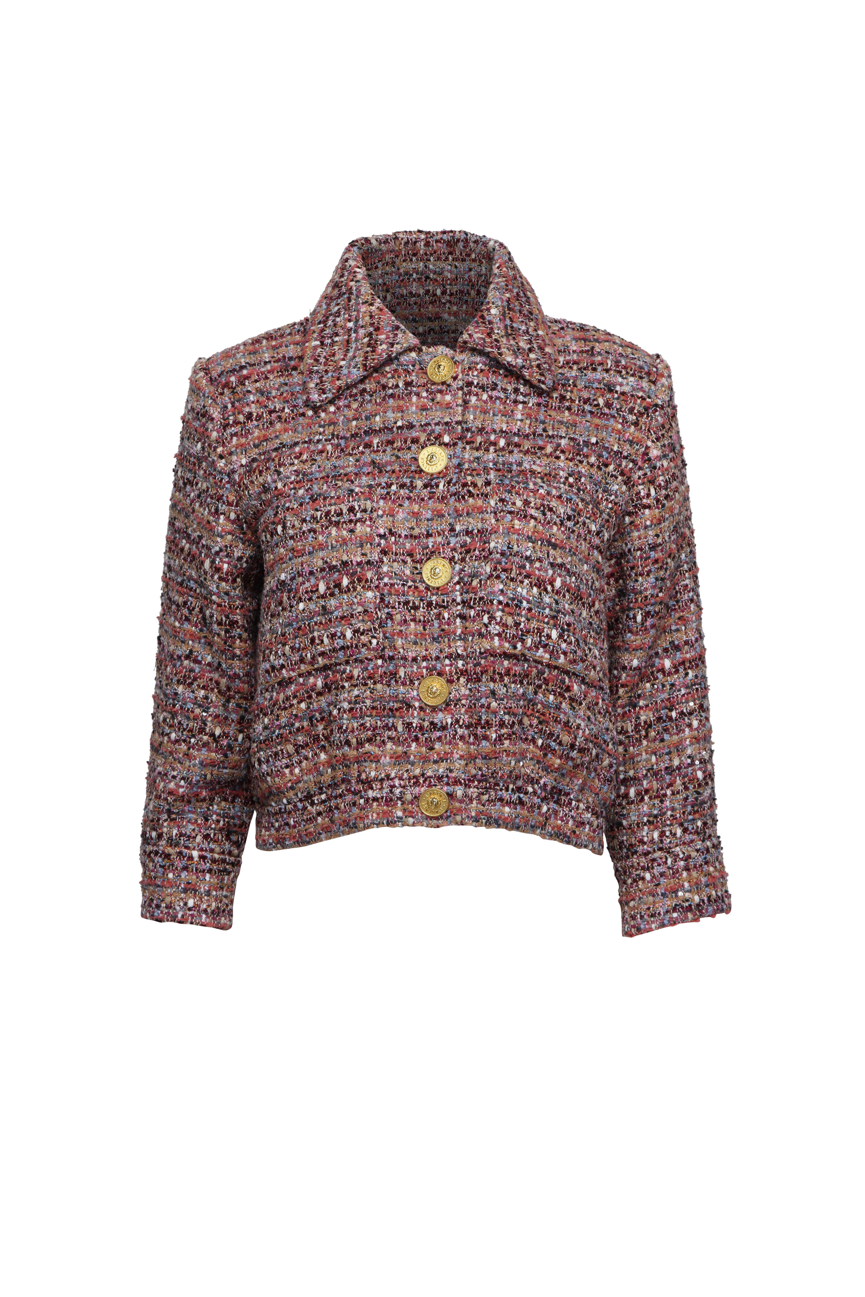 L'Agence - Jia Mauve Tweed Crop Jacket