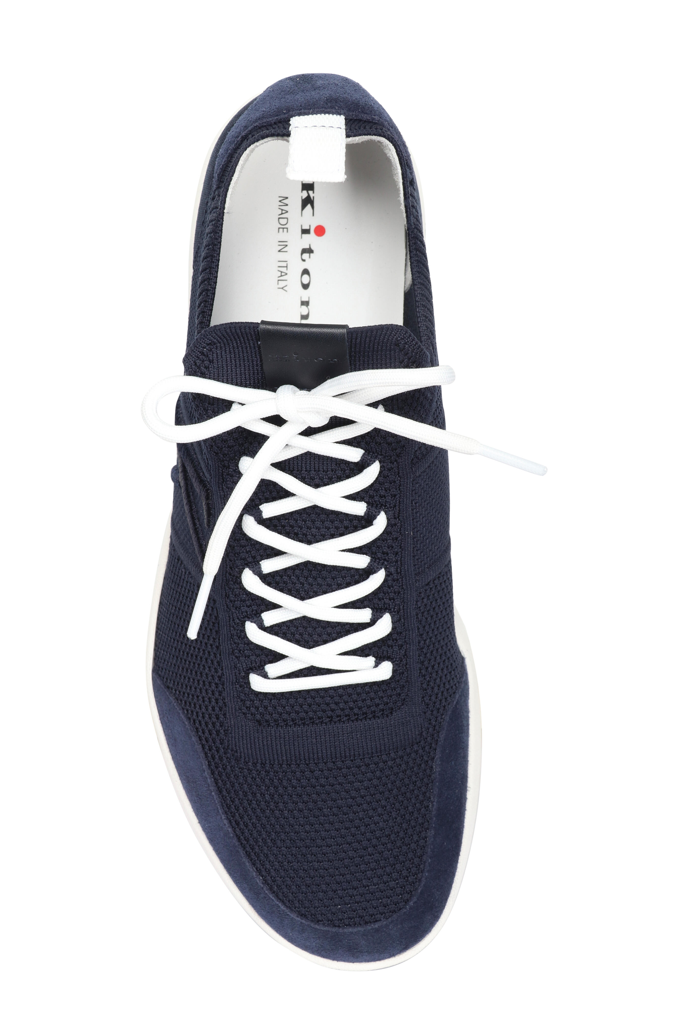 Kiton - Navy Knit Embroidered Golf Sneaker