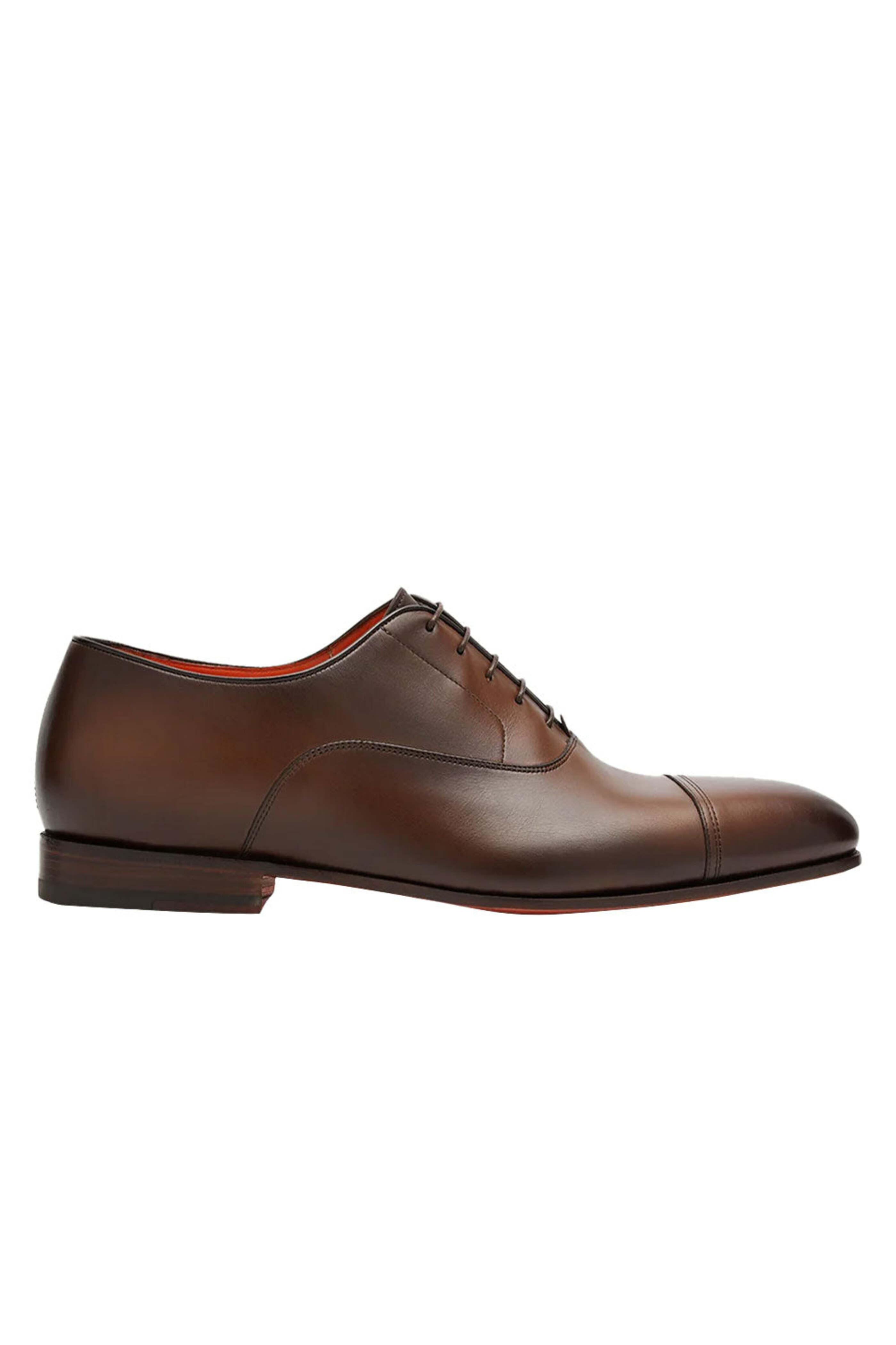 Santoni - Dole Cap Toe Leather Oxford in Dark Brown