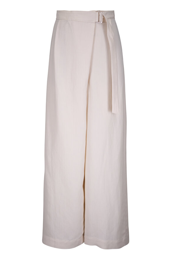 Brunello Cucinelli Cream Fluid Linen Wrap Twill Pant