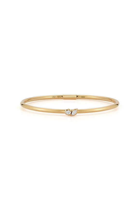Jade Trau 18k Yellow Gold Posey 2 Stone Bangle