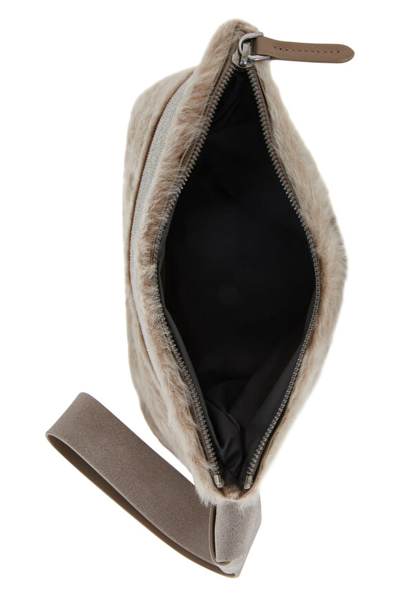 Brunello Cucinelli - Brown Shearling & Monili Wristlet