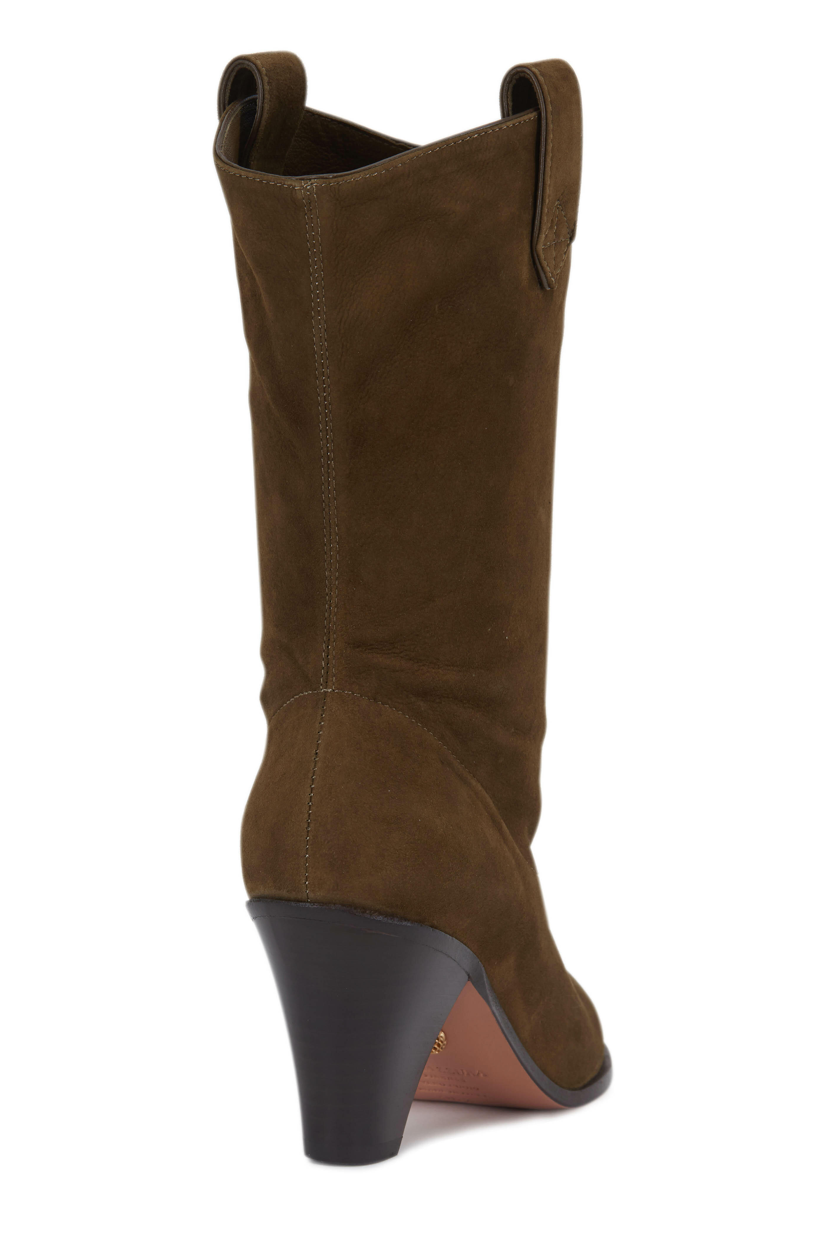 Aquazzura - Boogie Dark Moss Suede Cowboy Boot, 70mm