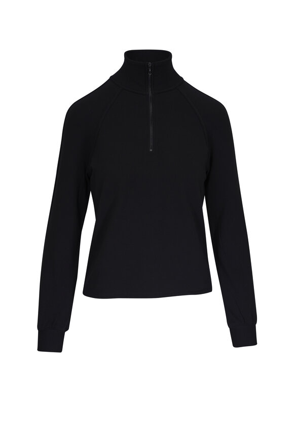 Majestic Black French Terry Soft Touch Quarter Zip Pullover