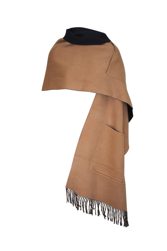 Lafayette 148 New York - Black & Camel Wool & Cashmere Pocket Shawl