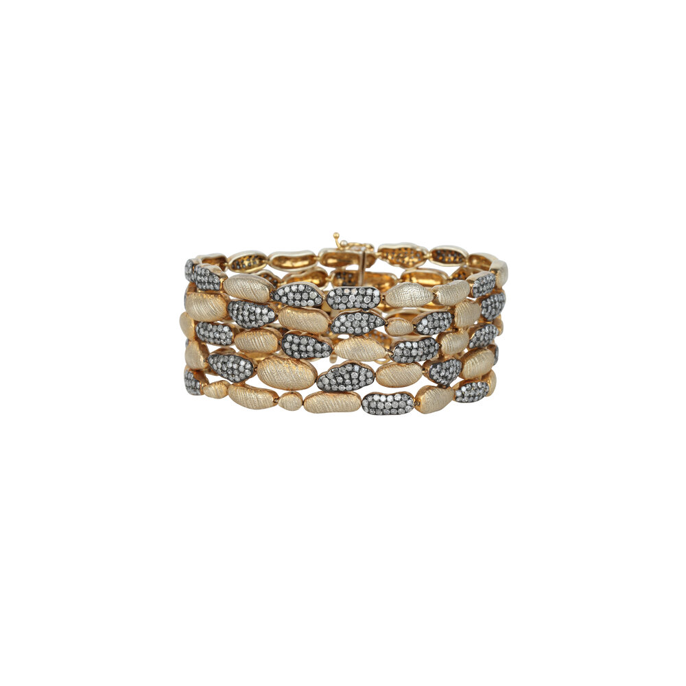 Loren Jewels - 18K Gold & Silver Pavè Champagne Diamond Bracelet