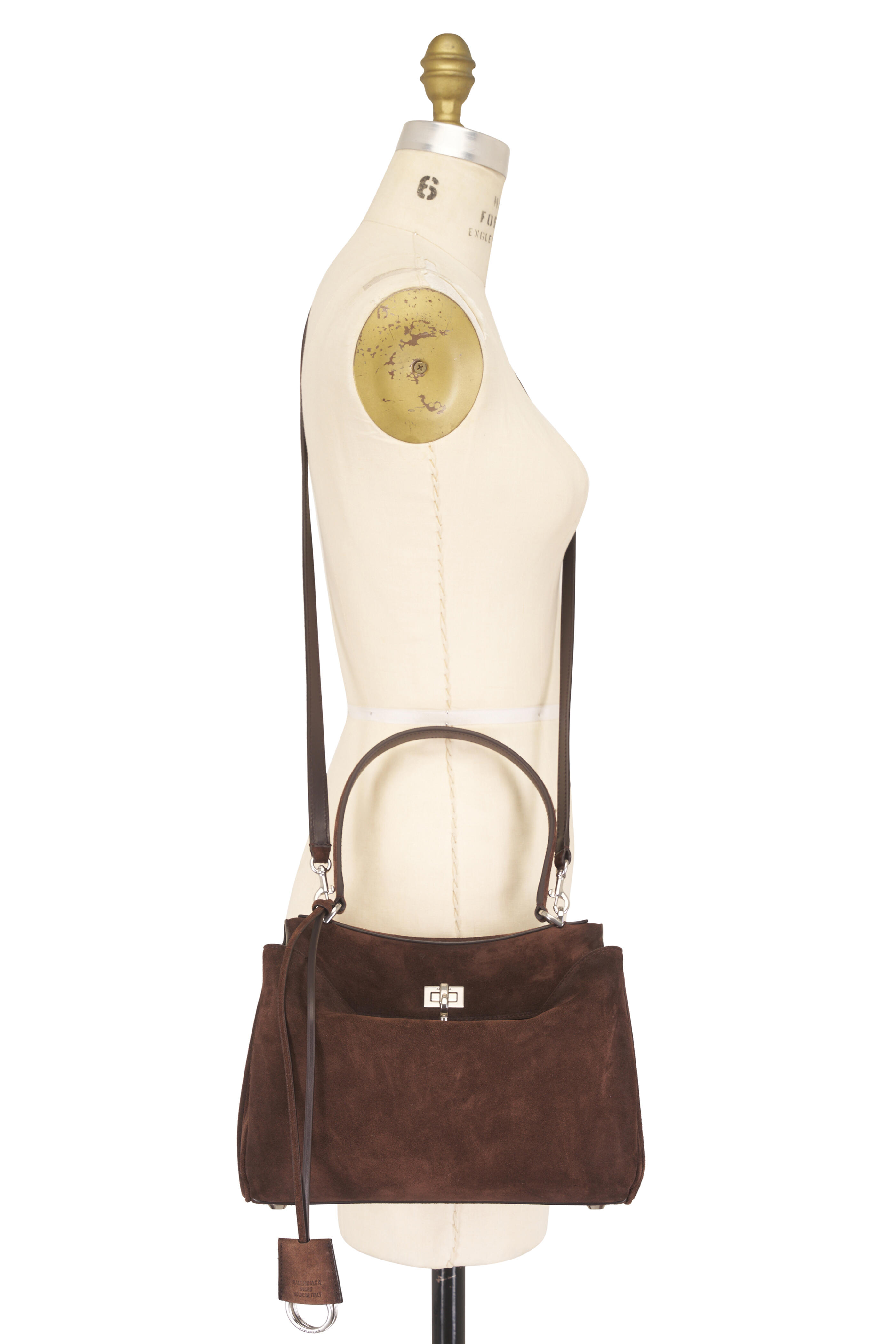 Balenciaga - Small Rodeo Espresso Suede Top Handle Bag - view 5
