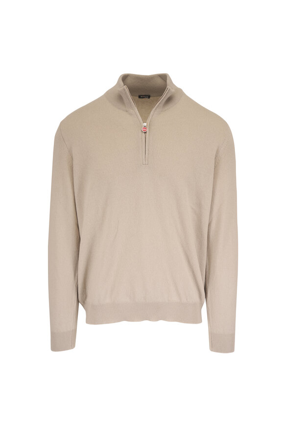 Kiton Oat Cashmere Quarter Zip Pullover - view 1