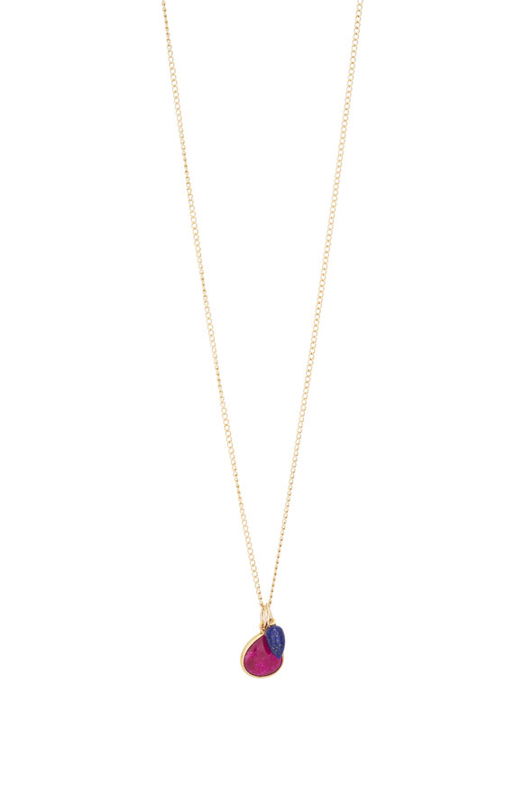 Cristina V. Ruby & Lapis Charm Necklace