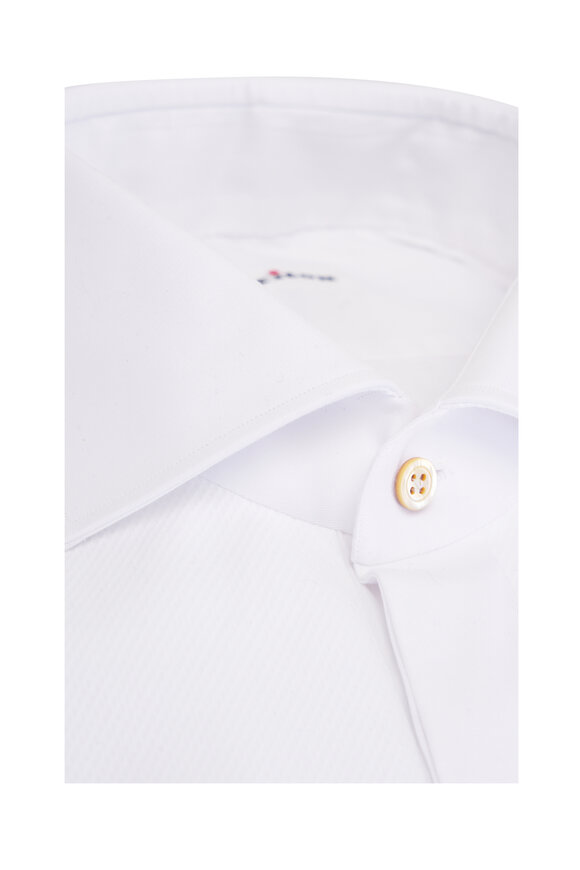 Kiton White Textured Cotton Formal Dress Shirt - view 2
